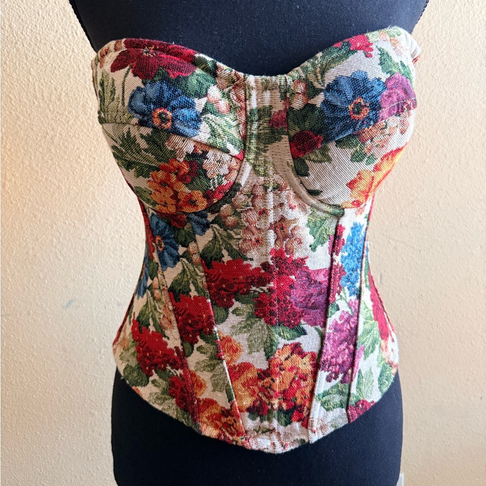 Commense Floral Bustier Bodysuit in Multicolor